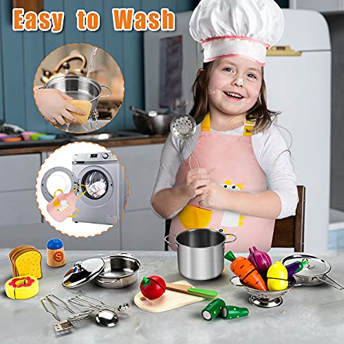 Ensemble de cuisine Sundaymot pour enfant | Matériau bois et acier inoxydable | Jeu pratique pour garçons et filles 3 an