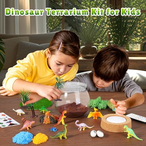RONSTONE Kit de Terrarium Disney Créatif Éducatif pour Enfants de 4 à 8 ans - Cadeau d'Anniversaire Dino Veilleuse DIY (