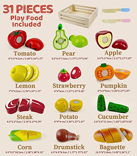Beberolen Jouet Bois Fruit Légume de Coupe Cuisine Éducatif Enfant Nourriture Éveil Montessori Garçon Fille Cadeau Anniv