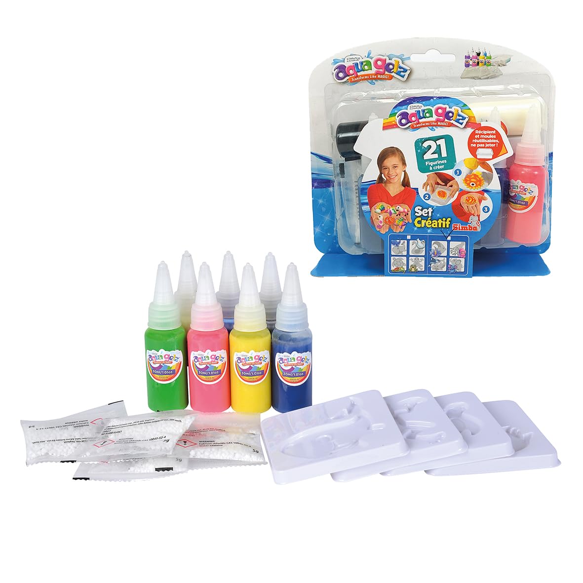 Simba - Aqua Gelz Set Créatif - Activités Manuelle Enfant - Figurines 3D Tubes de Gel Version Française - 106322562002