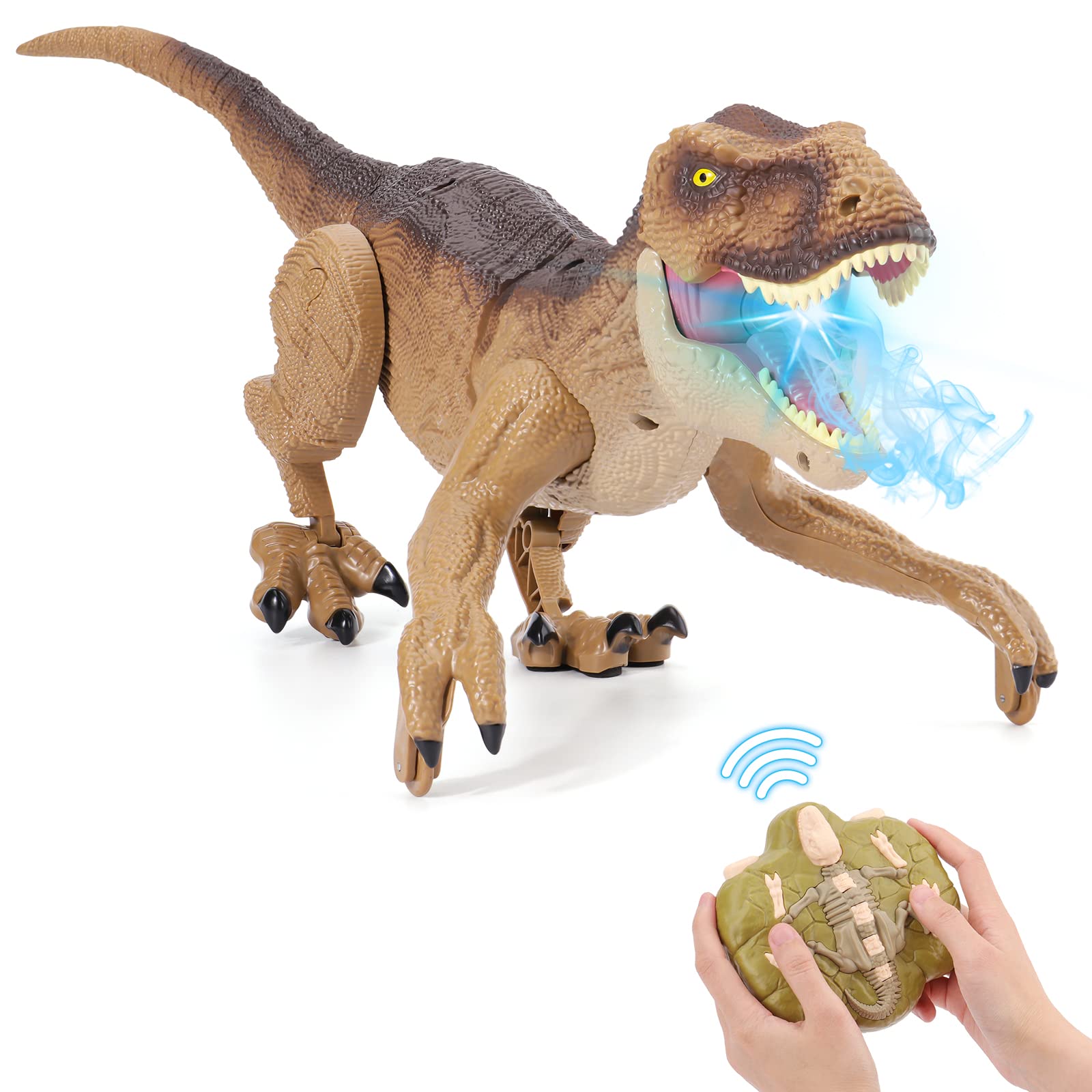 Jouet RC Velociraptor pour Enfants 3-12 Ans avec Son Lumière Marche Rugit - Cadeau d'Anniversaire Jouet Électrique Grand