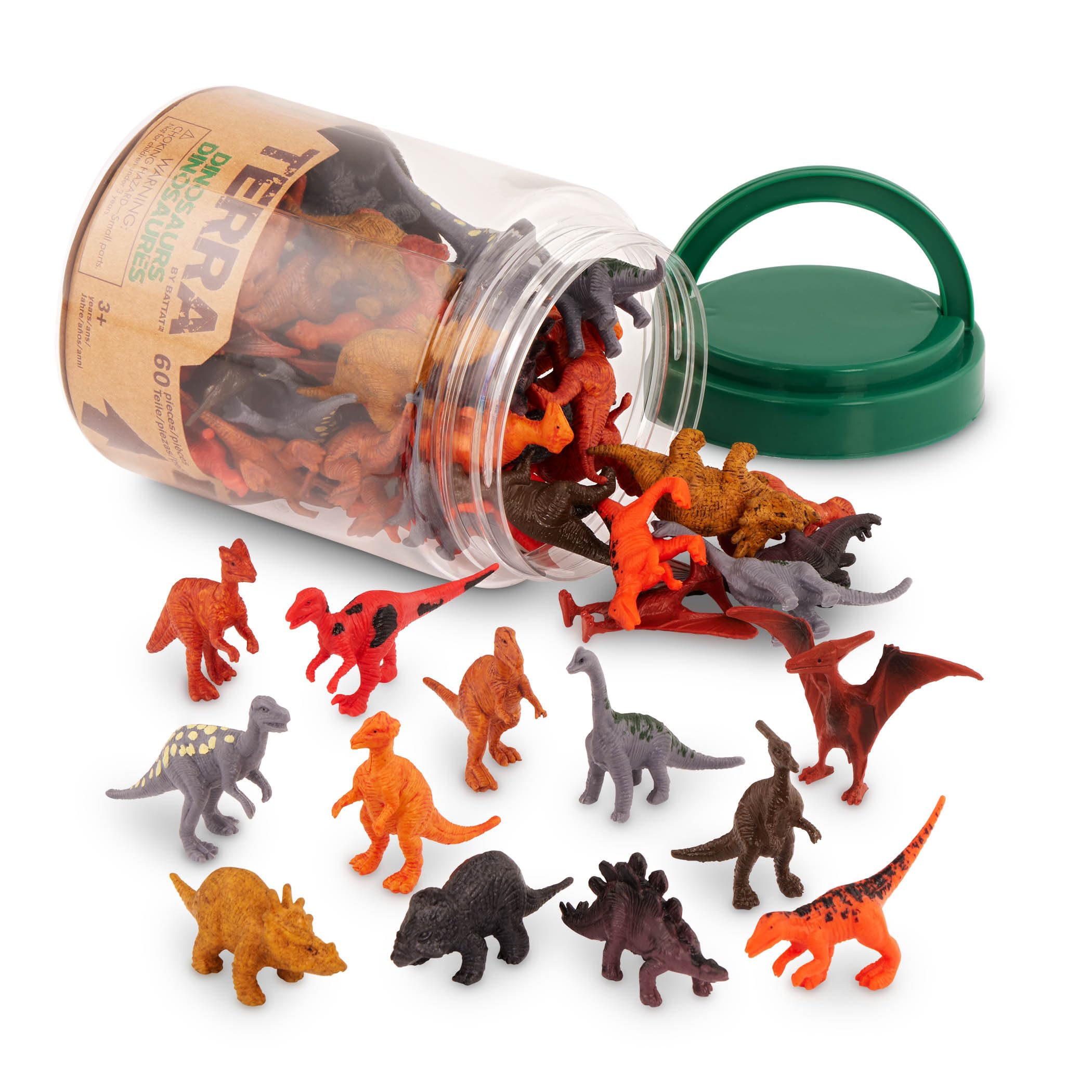 TERRA by Battat - Dinosaures Réalistes - Jeu Educatif 60 Pièces pour Enfants 3 ans et Plus - Dino Tube Ensemble avec 12 
